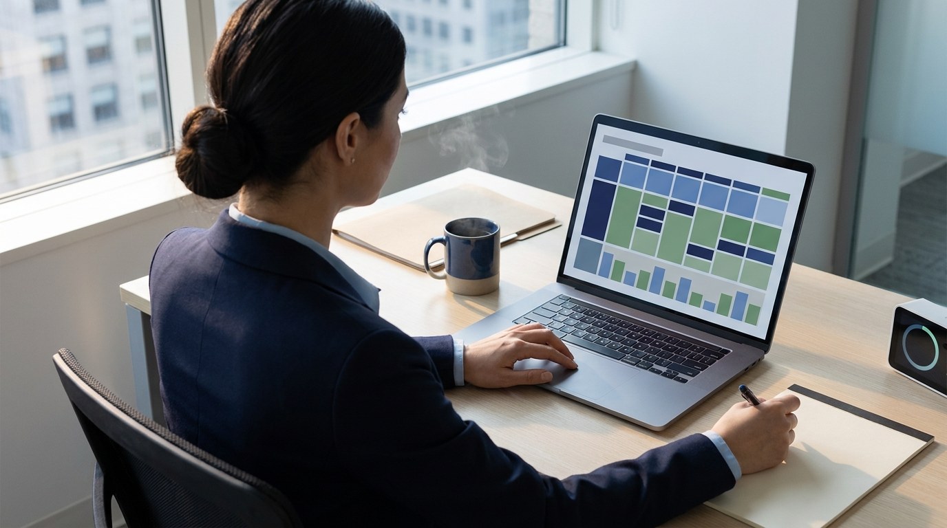 Loan officer checking a funded loan on a laptop as compensation lands in a bank account within 24 hours of funding