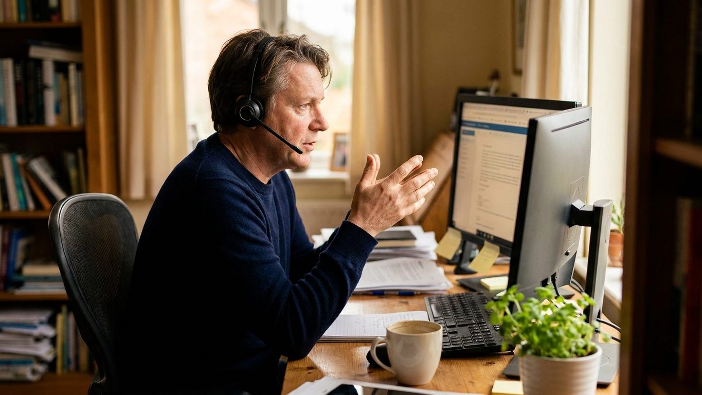 Remote mortgage loan officer working a full loan file end to end from a home office laptop