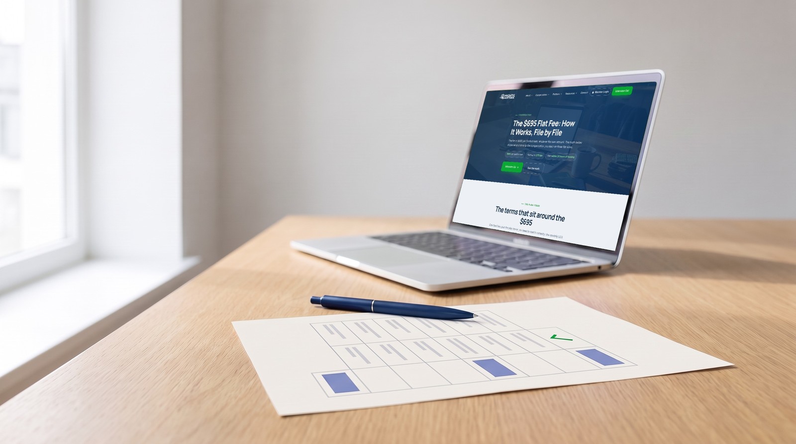 Mortgage loan originator reviewing a flat fee compensation offer and writing numbered questions on a notepad